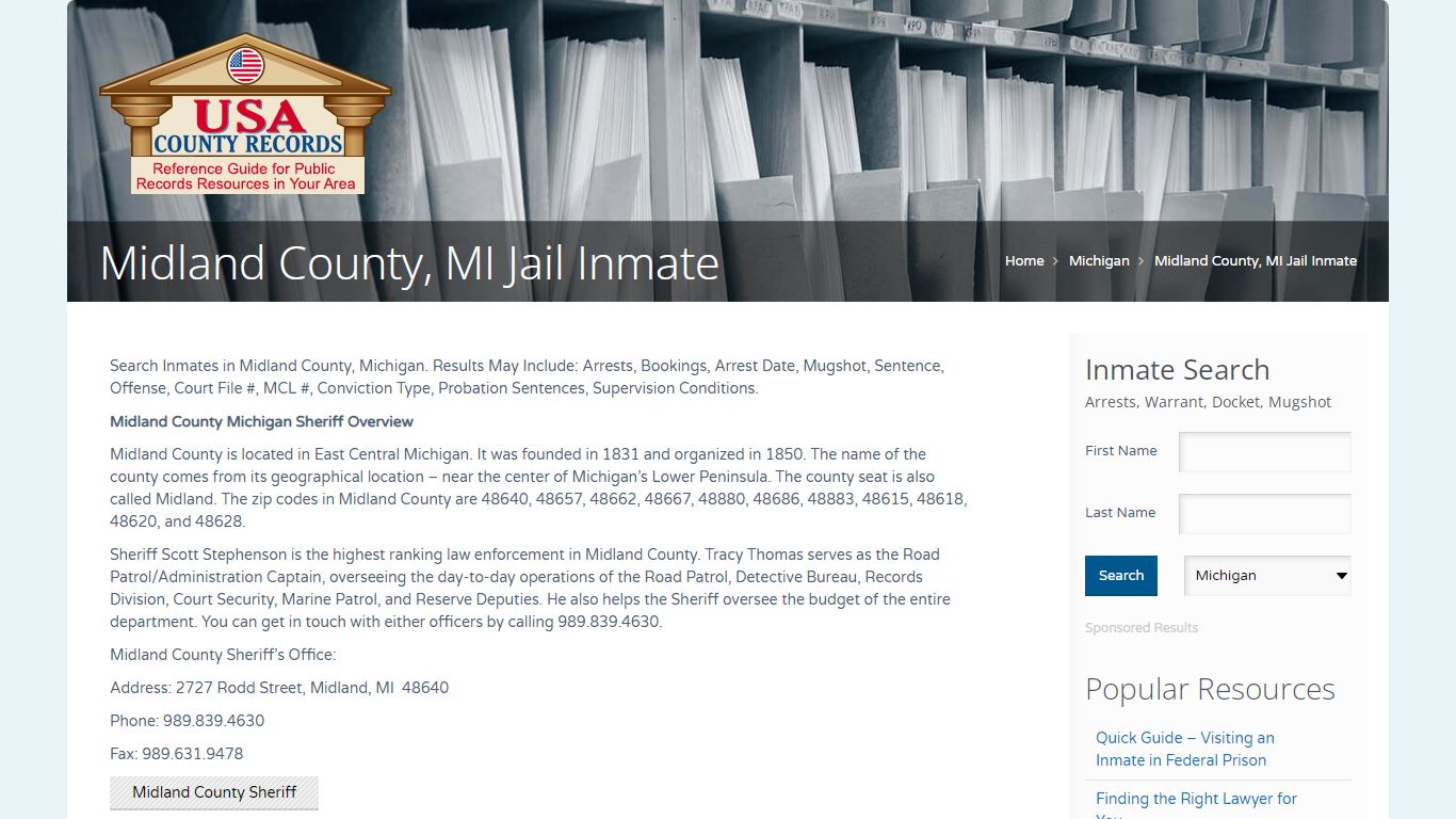 Midland County, MI Jail Inmate | Name Search